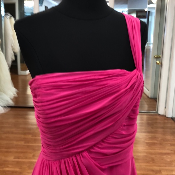 Azla (hot pink) one shoulder full length dress - Picture 2 of 7